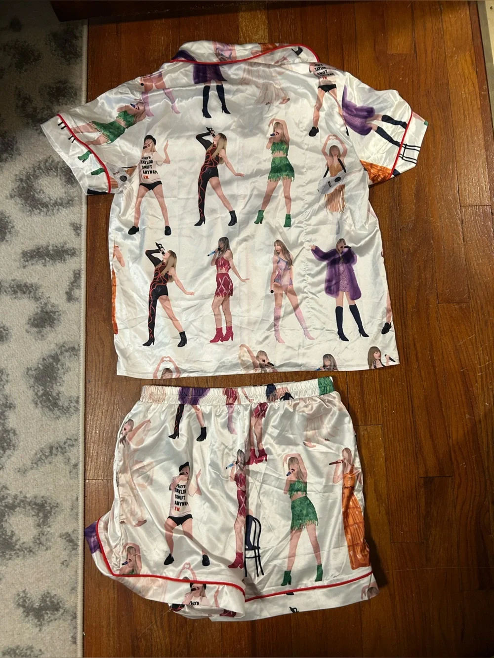 SheShow Taylor Swift Eras Tour-inspired white satin pajama set